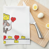 Souris Fromage Coeurs rouges Cuisine Serviette à m (Quart Plié)