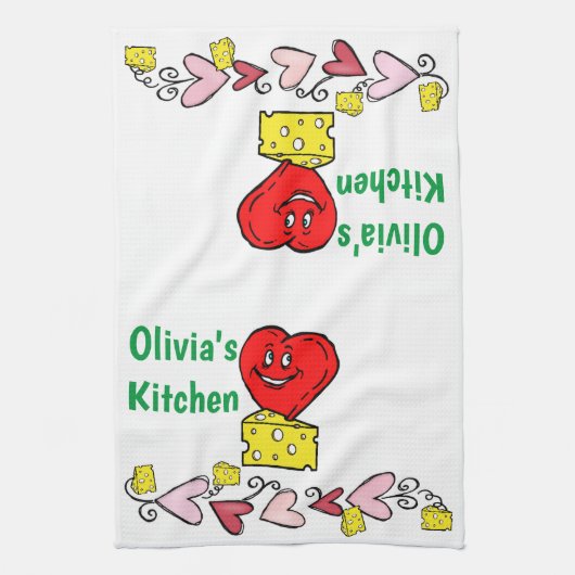Souris Fromage Coeurs rouges Cuisine Serviette à m (Vertical)