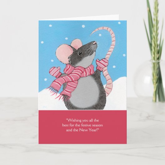 Souris Jouer dans la neige Festive Carte de saison (Devant)