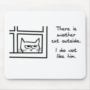 Souris Le chat fâché voit un autre chat - tapis de sour