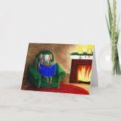 Souris Lecture de famille par cheminée Carte de No (Devant)