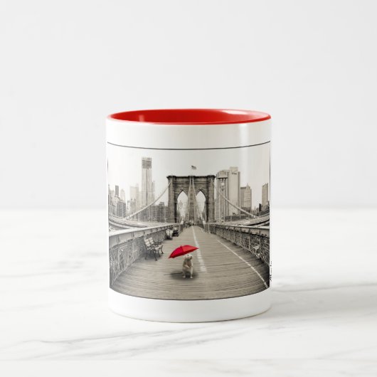 Souris Marty sur la Mug de Brooklyn Bridge - Rouge (Centre)