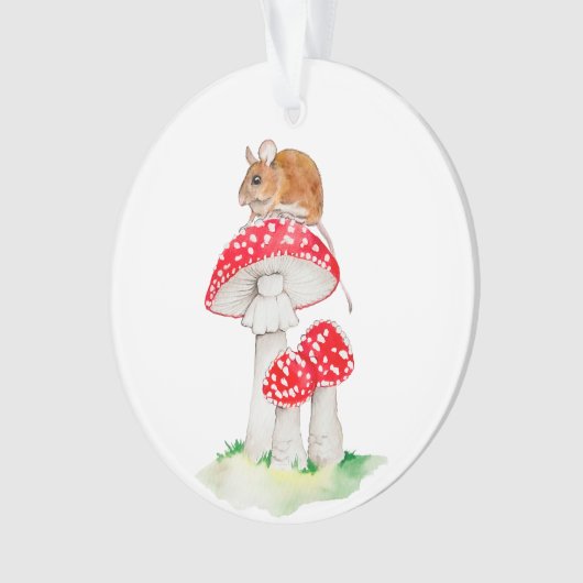 Souris mignonne à la mouche aquarelle agarique (devant)