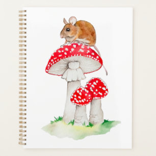 Souris mignonne à la mouche aquarelle agarique