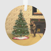 Souris mignonne décorant un arbre de Noël (dos)