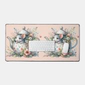 Souris mignonne en théière florale Illustration (Clavier et souris)
