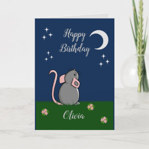 Souris mignonne regardant la carte lune