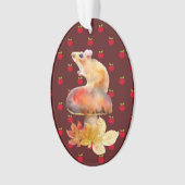 Souris mignonne sur un champignon rouge avec pomme (devant)