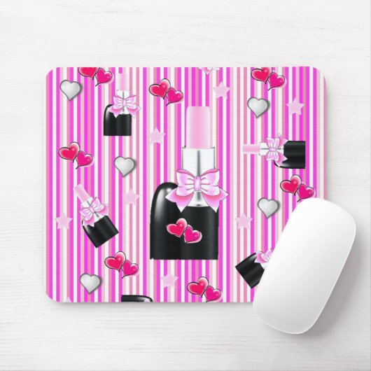 Souris Pink Lipstick Hearts Stripe Souse Pad! Tapis de so (Avec souris)