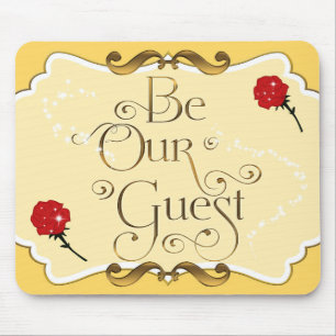 Souris SOYEZ NOTRE INVITÉ Or Jaune Roses Rouges Tapis de