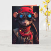 SOURIS STEAMPUNK CARTES DE SALUT D'ANNIVERSAIRE (Fleur jaune)