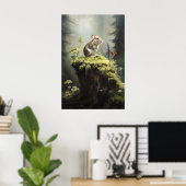 Souris sur souche dans une impression de mur de fo (Bureau à domicile)