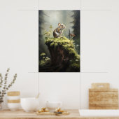 Souris sur souche dans une impression de mur de fo (Cuisine)