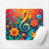 Souris 🎵 Tapis de Bureau Note de Musique Florale Espace (Avec souris)