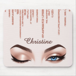 Souris Tapis de bureau pour maquillage des yeux pailleté 