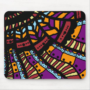Souris Tapis de souris, abstrait doodle art, cyan violet