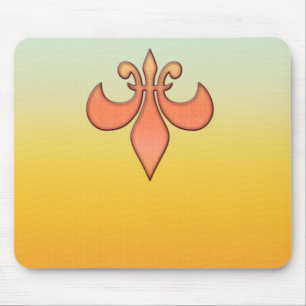 Souris Tapis de souris, joli pêche et fleur de lis dorée