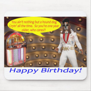 Souris tapis de souris. Joyeux Anniversaire. elvis/hound