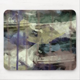 Souris Tapis de souris, Peinture abstraite, Jaune bleu ve