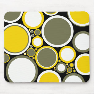 Souris Tapis de souris, points rétro, jaune, blanc, vert