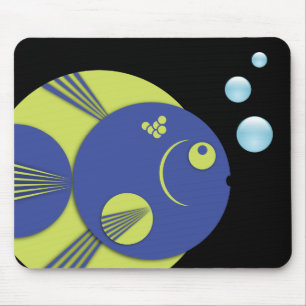 Souris Tapis de souris, Poisson Cercle, vert citron bleu,