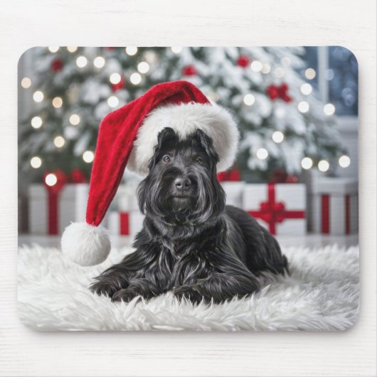 Souris Terrier écossais de Noël sur tapis blanc (Devant)