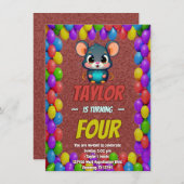 Souris Unique Personnalisé Anniversaire Invitation (Devant / Derrière)