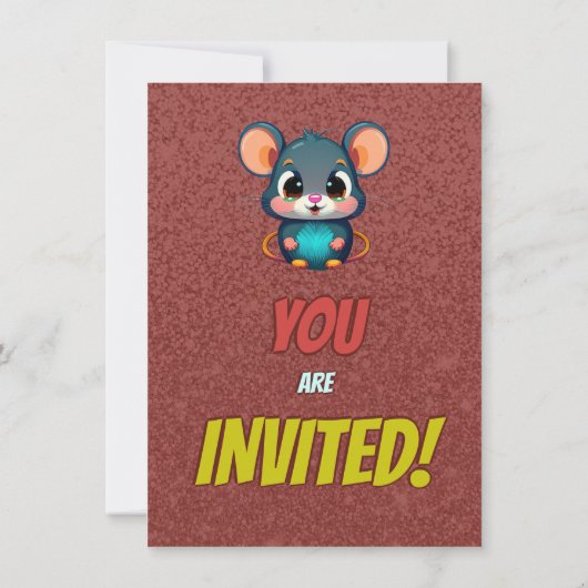 Souris Unique Personnalisé Anniversaire Invitation (Dos)