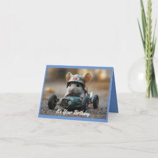 Souris Voiture de course Carte de voeux Anniversai