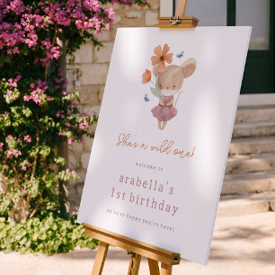 Souris Wild One Flower 1st Birthday Affiche de bie