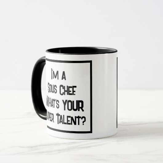 Sous Chef Super Talent. Mok met twee toonkoffie (Voorkant links)