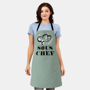 Sous Chef Zwart Wit Eten Logo Schort