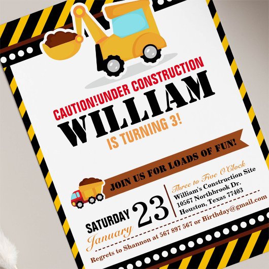 SOUS CONSTRUCTION Anniversaire Fête Invitation