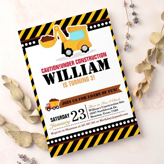 SOUS CONSTRUCTION Anniversaire Fête Invitation