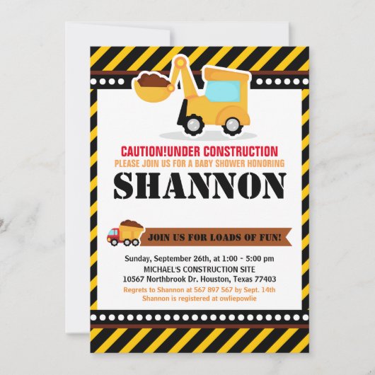 SOUS CONSTRUCTION Baby shower Invitation (Devant)