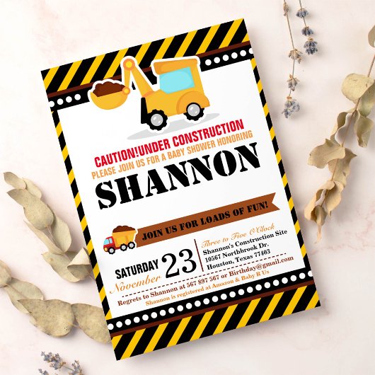 SOUS CONSTRUCTION Baby shower Invitation