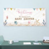 Sous la bannière de bienvenue du Baby shower de la (Salon professionnel)