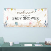 Sous la bannière de bienvenue du Baby shower de la (Salon professionnel)