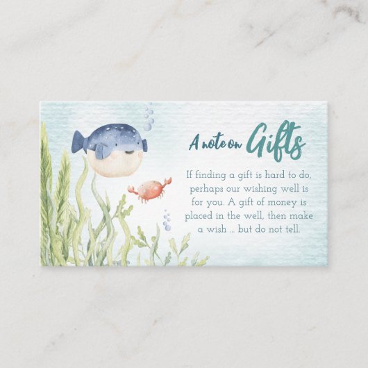 Sous la carte Baby shower de note-cadeau de mer (Devant)