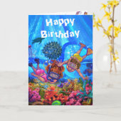 Sous la carte d'anniversaire de la mer (Fleur jaune)