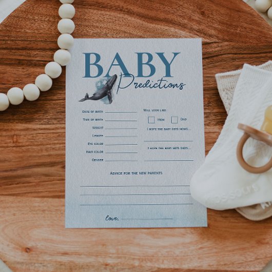 Sous la carte de prédictions du Baby shower de bal