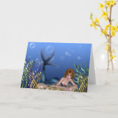 Sous la carte de voeux de sirène à tête rouge (Fleur jaune)