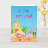 Sous la carte de voeux de sirène bordée de mer (Fleur jaune)