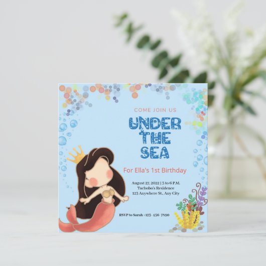 Sous La Carte D'Invitation D'Anniversaire De Mer (Debout devant)