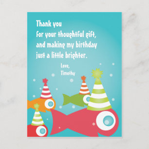 Sous la carte postale du Merci du poisson de mer