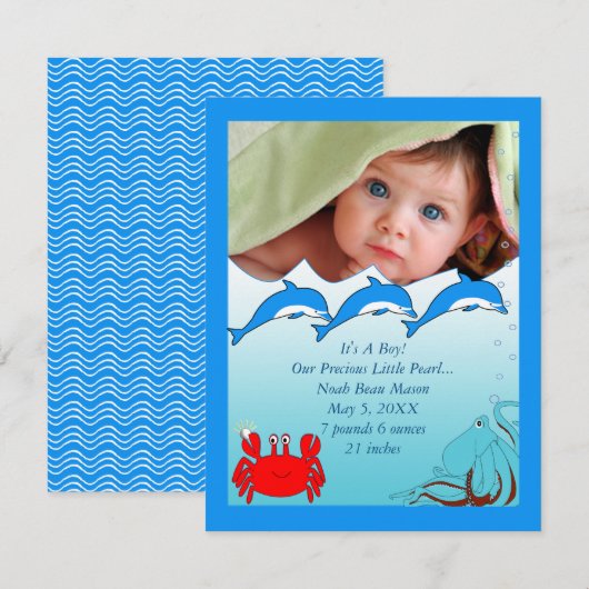 Sous la Faire-part de la petite fille de la mer (Devant / Derrière)