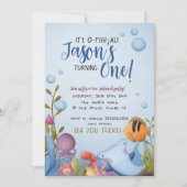 Sous la mer 1er anniversaire Invitation avec photo (Devant)