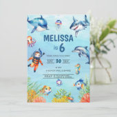 Sous la mer 6e anniversaire Invitation (Debout devant)