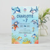 Sous la mer 7e anniversaire Invitation (Debout devant)
