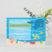 Sous la mer Anniversaire Invitation baleine (Debout devant)